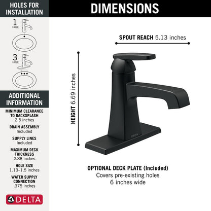 Robinet de lavabo monotrou Delta Ashlyn - Bonde métallique - 564