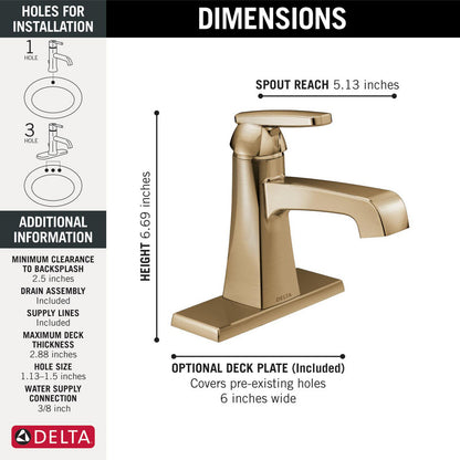 Robinet de lavabo monotrou Delta Ashlyn - Bonde métallique - 564