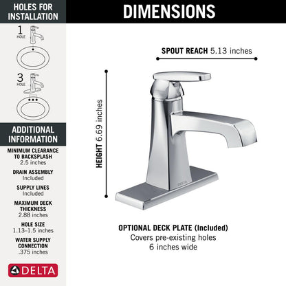 Robinet de lavabo monotrou Delta Ashlyn - Bonde métallique - 564