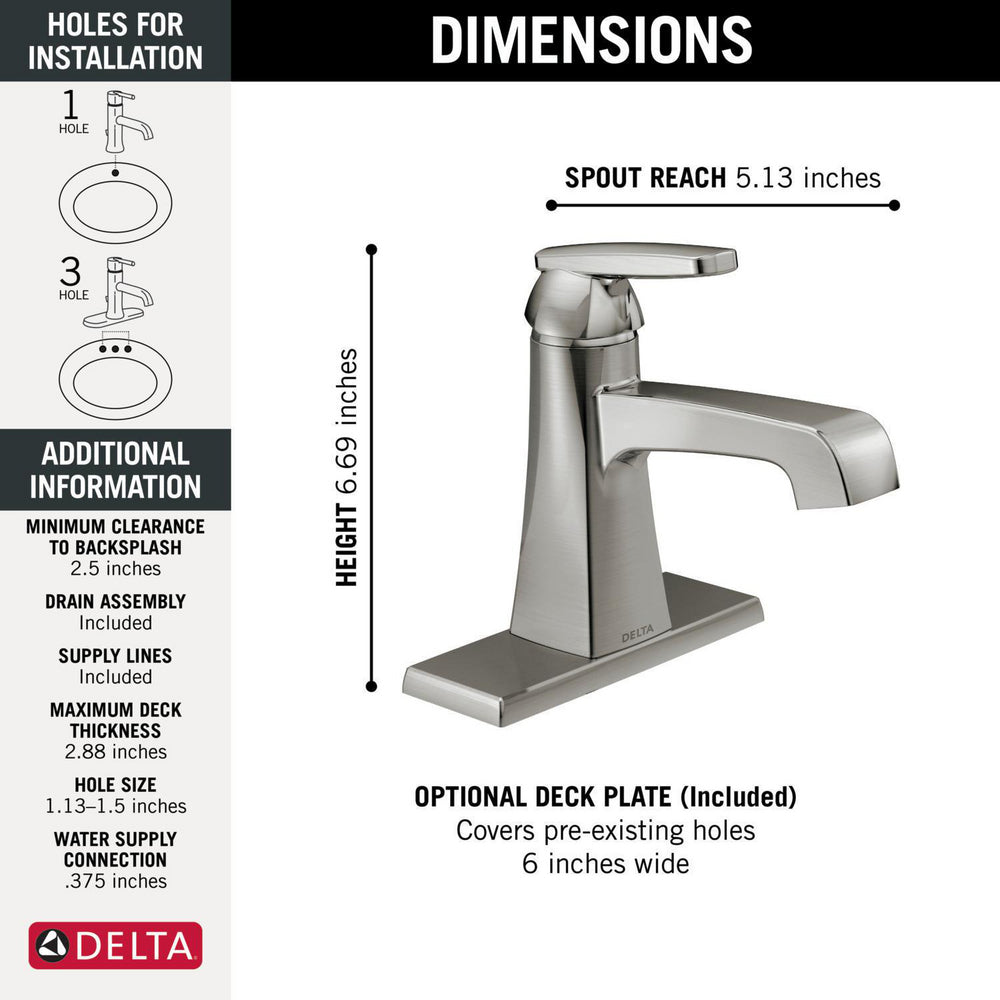 Robinet de lavabo monotrou Delta Ashlyn - Bonde métallique - 564