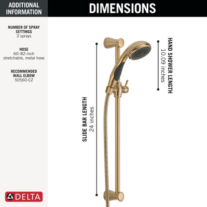 Delta Premium 3-Setting Slide Bar Hand Shower 2.5 GPM - 57014