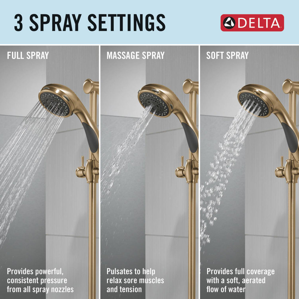 Delta Premium 3-Setting Slide Bar Hand Shower 2.5 GPM - 57014