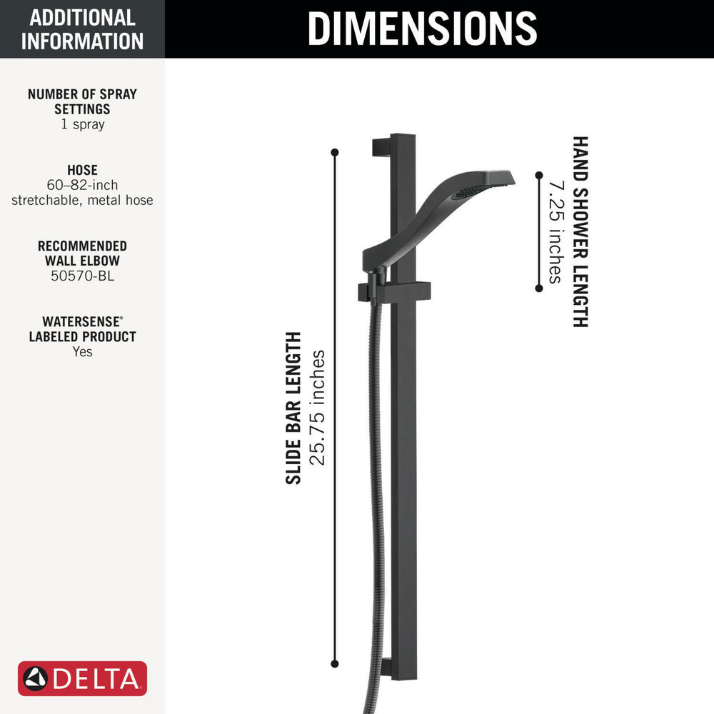 Douchette à main Delta Dryden Premium à glissière à réglage unique - 57051