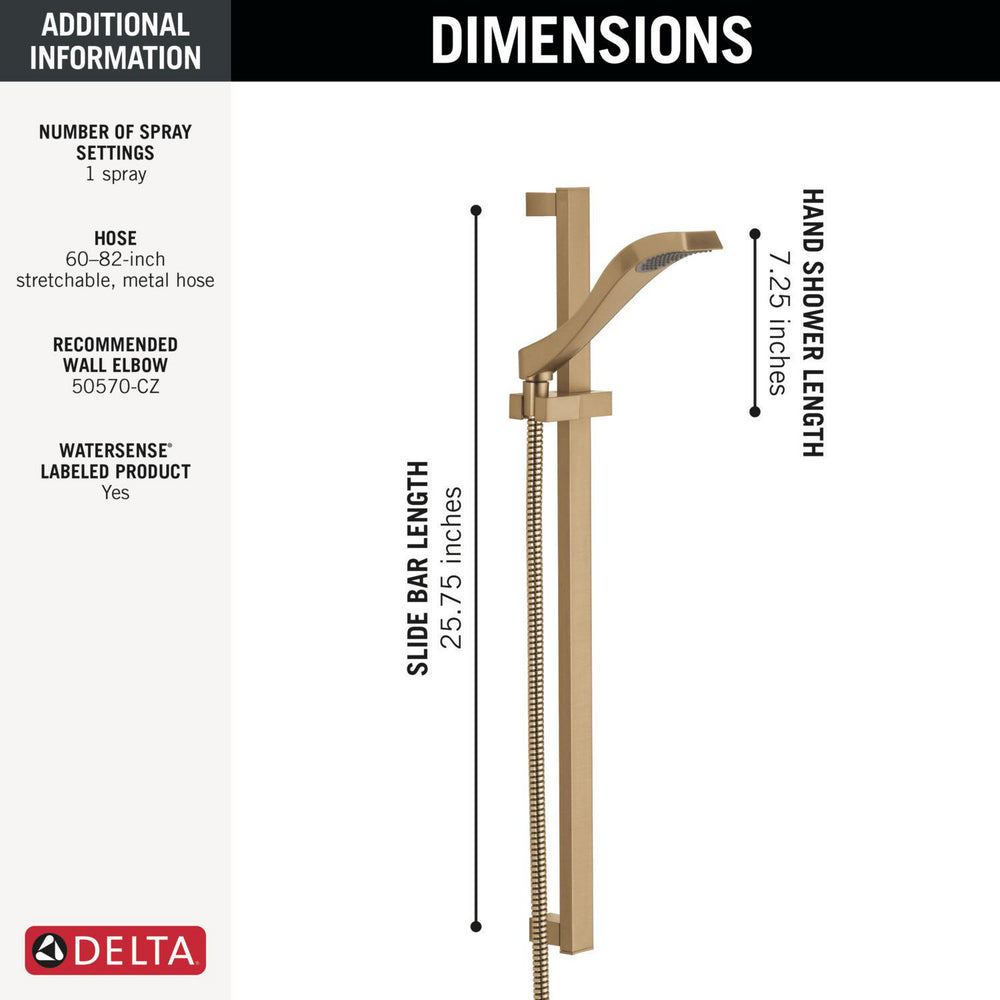 Douchette à main Delta Dryden Premium à glissière à réglage unique - 57051