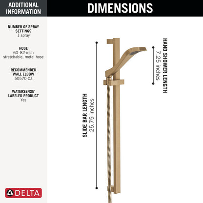 Douchette à main Delta Dryden Premium à glissière à réglage unique - 57051