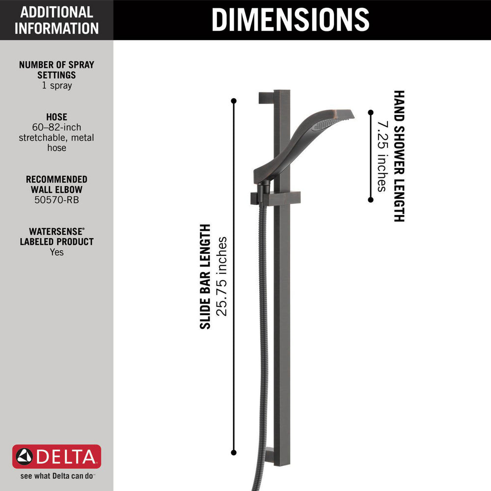 Douchette à main Delta Dryden Premium à glissière à réglage unique - 57051