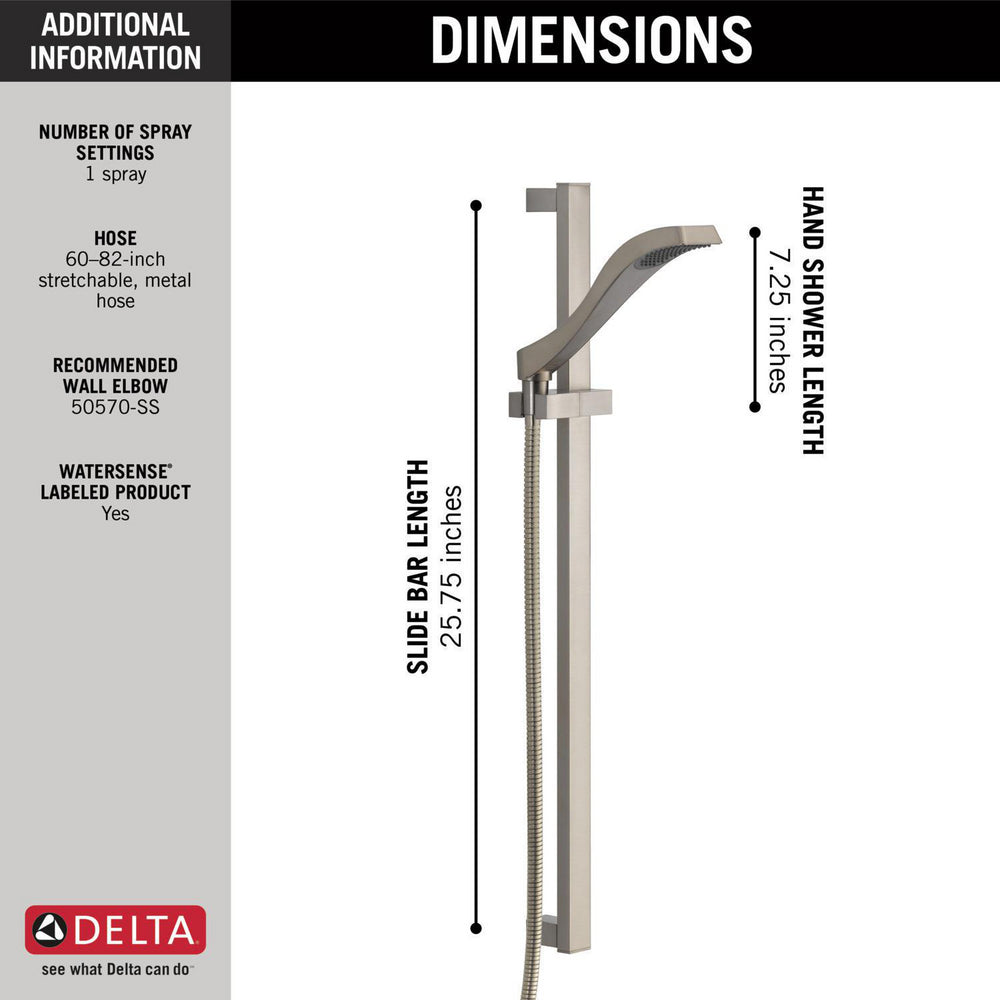 Douchette à main Delta Dryden Premium à glissière à réglage unique - 57051