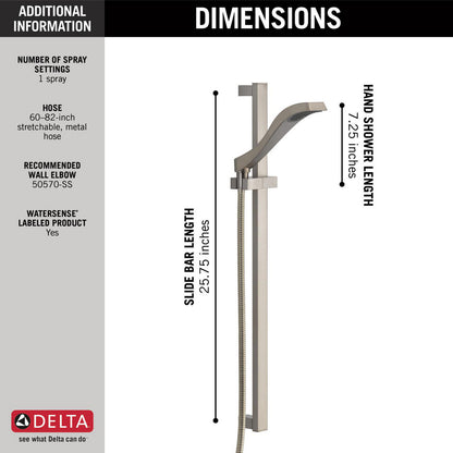 Douchette à main Delta Dryden Premium à glissière à réglage unique - 57051
