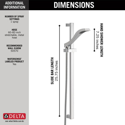 Douchette à main Delta Dryden Premium à glissière à réglage unique - 57051
