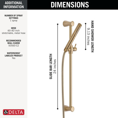 Douchette à main Delta Compel Premium à barre coulissante, un seul réglage - 57085