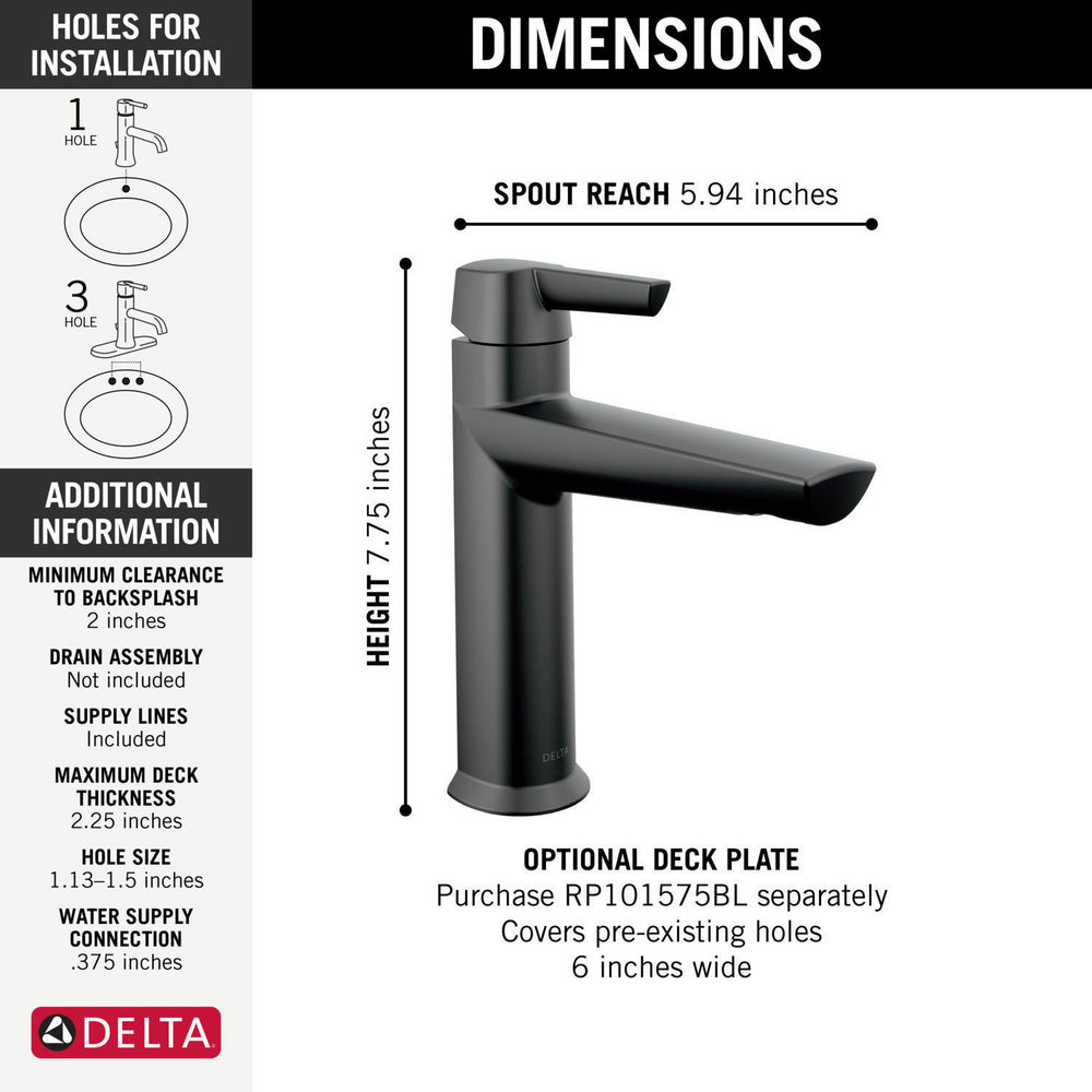 Robinet de salle de bain Delta Galeon à levier unique sans bonde - 571