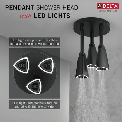 Delta Douche Pluie Suspendue Universelle H2Okinetic avec Lumière LED - 57140