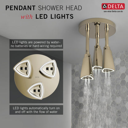 Delta Douche Pluie Suspendue Universelle H2Okinetic avec Lumière LED - 57140