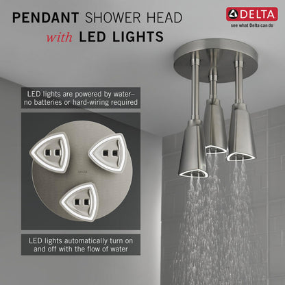 Delta Douche Pluie Suspendue Universelle H2Okinetic avec Lumière LED - 57140