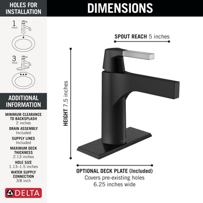 Robinet de salle de bain Delta Zura à poignée unique - 574