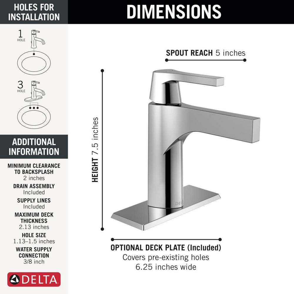 Robinet de salle de bain Delta Zura à poignée unique - 574