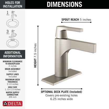 Robinet de salle de bain Delta Zura à poignée unique - 574