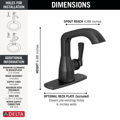 Delta Stryke Single Handle Bathroom Faucet - 576-BLMPU