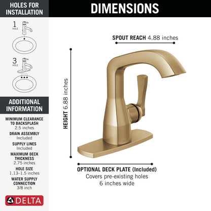 Delta Stryke Single Handle Bathroom Faucet - 576-BLMPU
