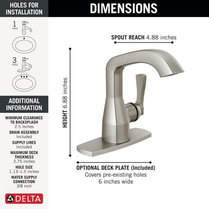 Delta Stryke Single Handle Bathroom Faucet - 576-BLMPU
