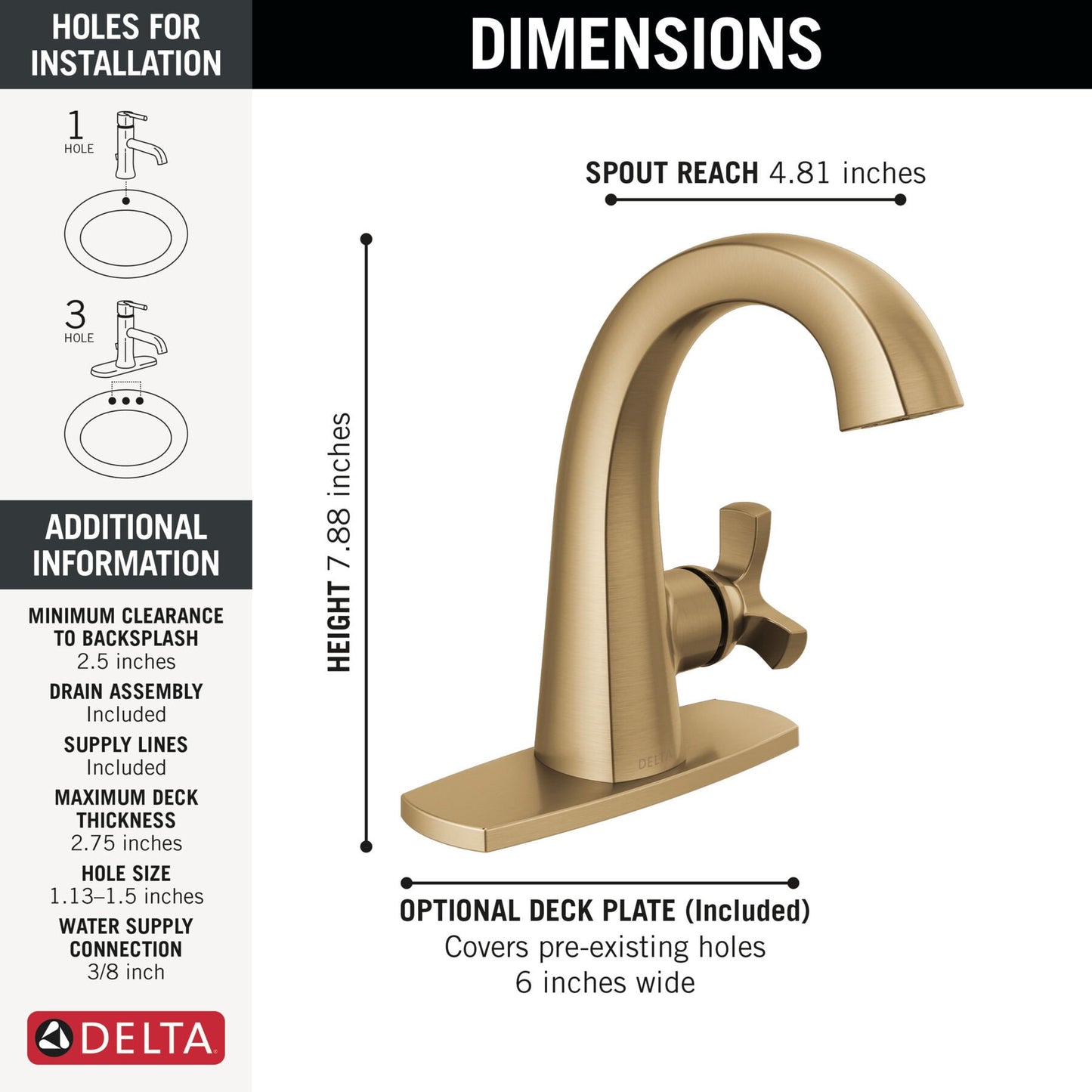 Robinet de salle de bain Delta Stryke à poignée unique - 5776