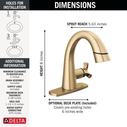 Robinet de salle de bain Delta Stryke à poignée unique et douchette extractible - 5776