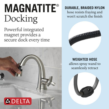 Robinet de salle de bain Delta Stryke à poignée unique et douchette extractible - 5776