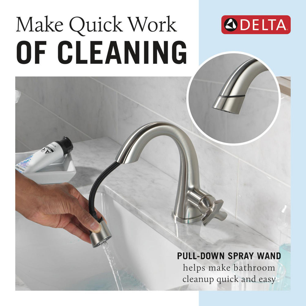 Robinet de salle de bain Delta Stryke à poignée unique et douchette extractible - 5776