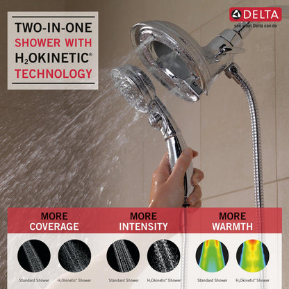 Delta Universal Showering H2Okinetic In2ition 4 réglages, pomme de douche deux-en-un - 58471