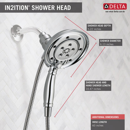 Delta Universal Showering H2Okinetic In2ition 4 réglages, pomme de douche deux-en-un - 58471