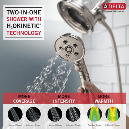 Delta Universal Showering H2Okinetic In2ition 4 réglages, pomme de douche deux-en-un - 58471