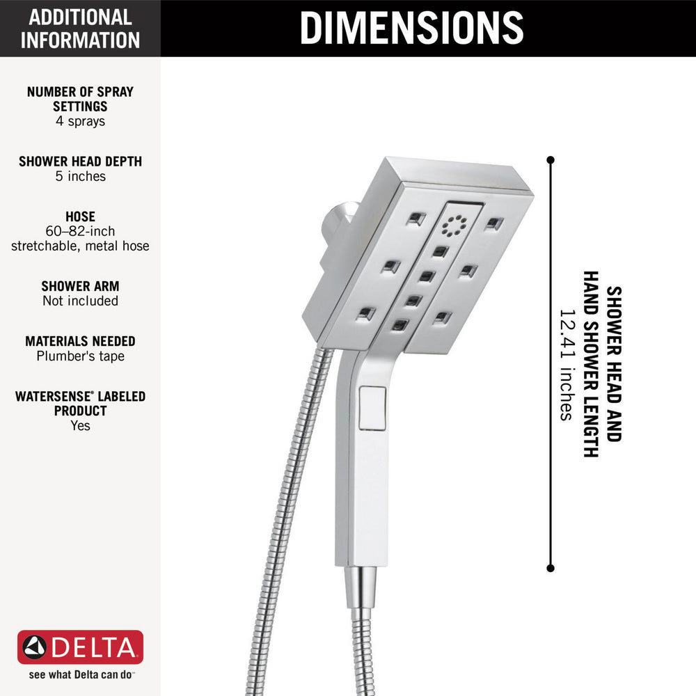Douche Delta Universal Showering H2Okinetic In2ition deux-en-un à 4 réglages - 58473