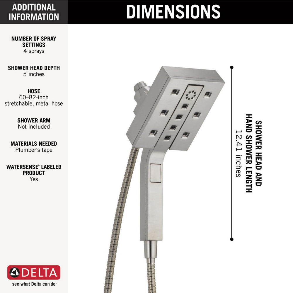 Douche Delta Universal Showering H2Okinetic In2ition deux-en-un à 4 réglages - 58473