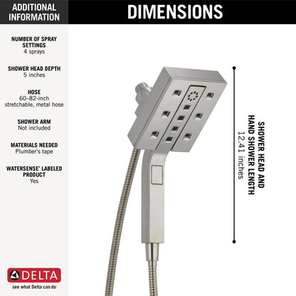 Douche Delta Universal Showering H2Okinetic In2ition deux-en-un à 4 réglages - 58473