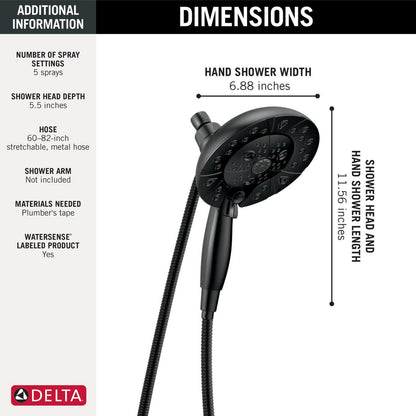 Douche H2Okinetic In2ition 5 fonctions deux-en-un Delta Universal Showering - 58480