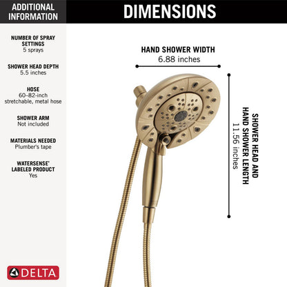 Douche H2Okinetic In2ition 5 fonctions deux-en-un Delta Universal Showering - 58480
