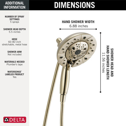 Douche H2Okinetic In2ition 5 fonctions deux-en-un Delta Universal Showering - 58480