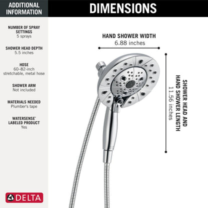 Douche H2Okinetic In2ition 5 fonctions deux-en-un Delta Universal Showering - 58480
