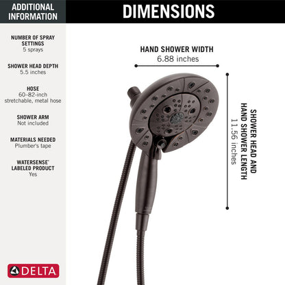 Douche H2Okinetic In2ition 5 fonctions deux-en-un Delta Universal Showering - 58480