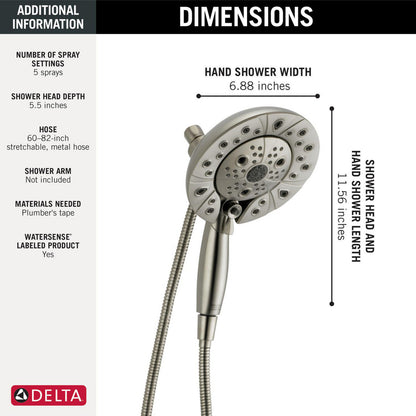 Douche H2Okinetic In2ition 5 fonctions deux-en-un Delta Universal Showering - 58480