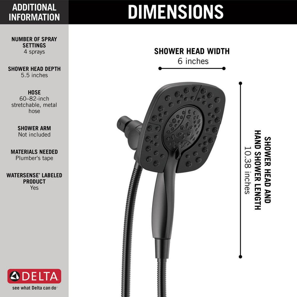 Douche Delta Universal Showering In2ition deux-en-un 6,6 L/min 4 réglages - 58498