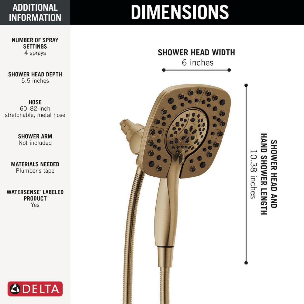 Douche Delta Universal Showering In2ition deux-en-un 6,6 L/min 4 réglages - 58498