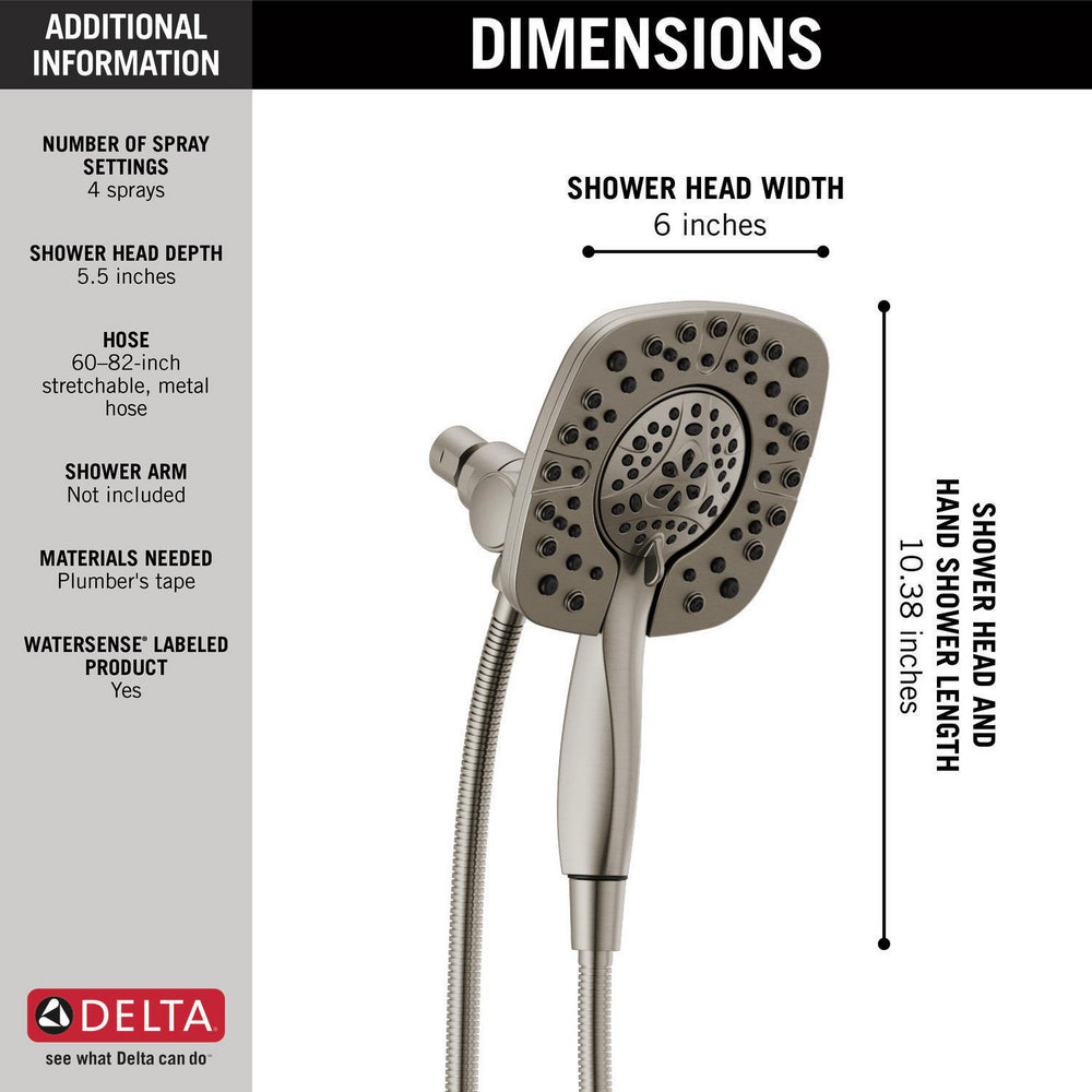 Douche Delta Universal Showering In2ition deux-en-un 6,6 L/min 4 réglages - 58498