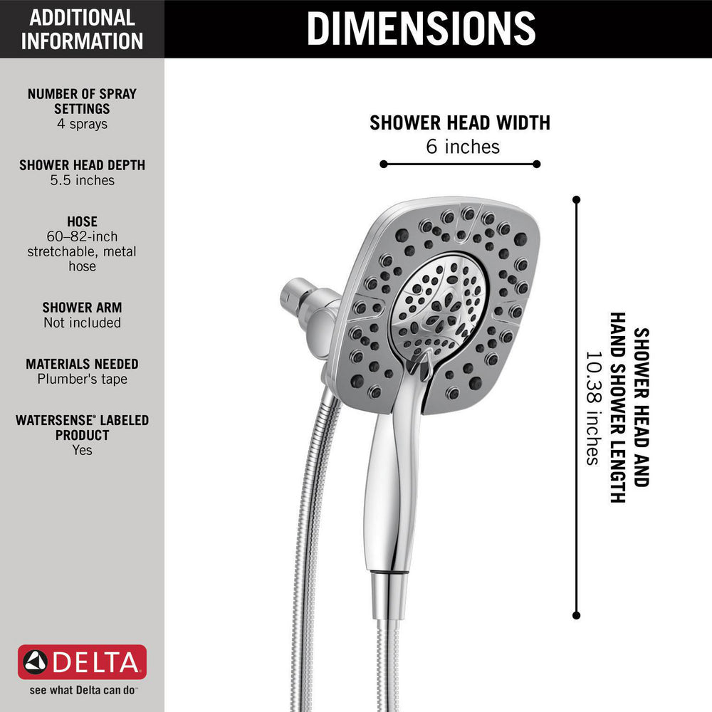Douche Delta Universal Showering In2ition deux-en-un 6,6 L/min 4 réglages - 58498