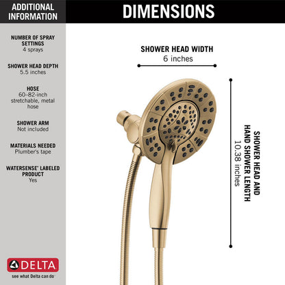 Douchette de douche deux-en-un In2ition 4 réglages 6,6 L/min Delta Universal Showering - 58499