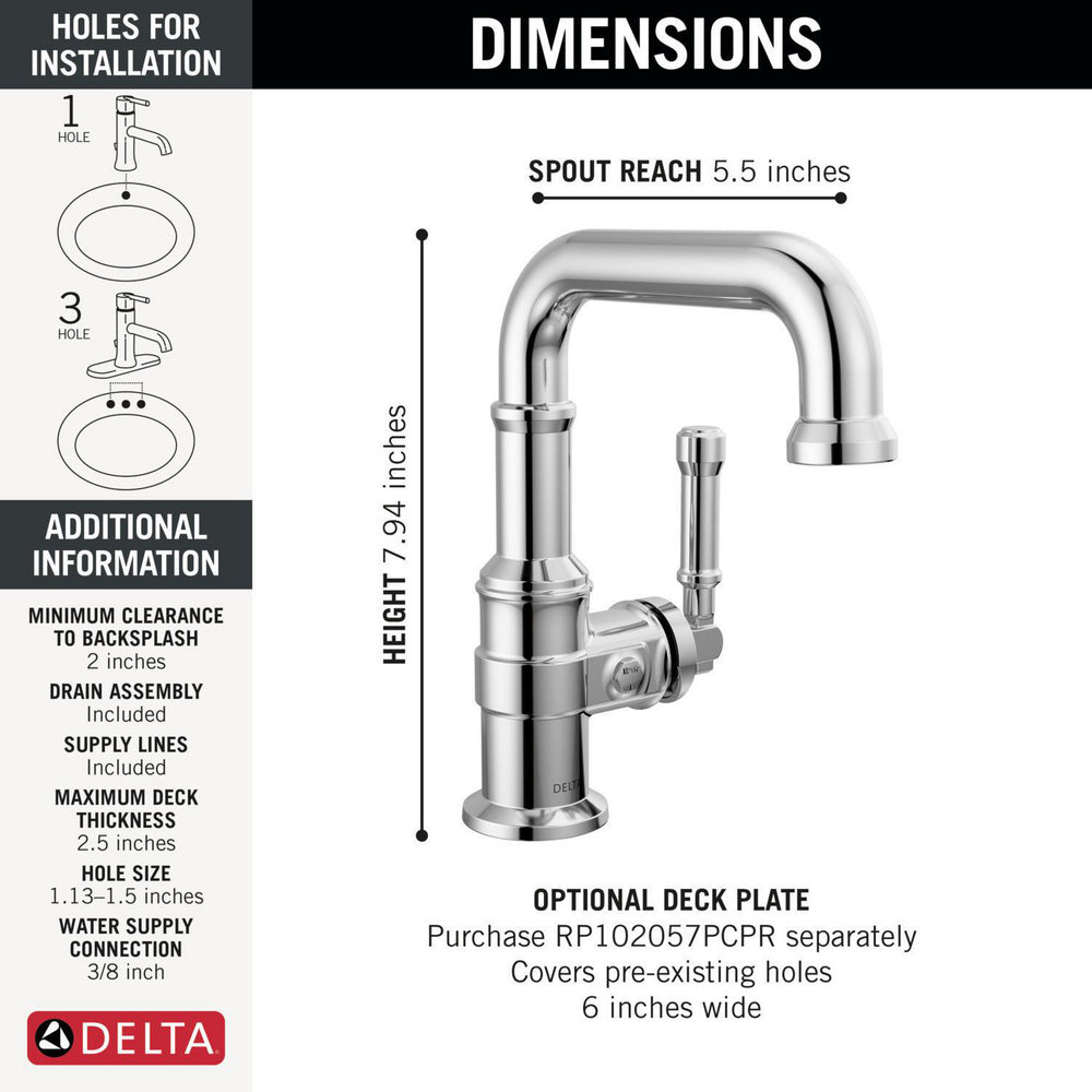 Delta Broderick Single Handle Bathroom Faucet - 584SH