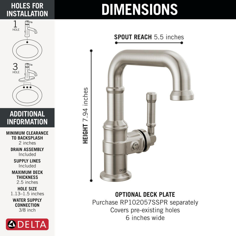 Delta Broderick Single Handle Bathroom Faucet - 584SH