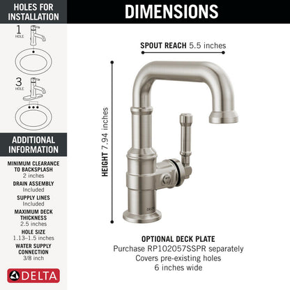 Delta Broderick Single Handle Bathroom Faucet - 584SH