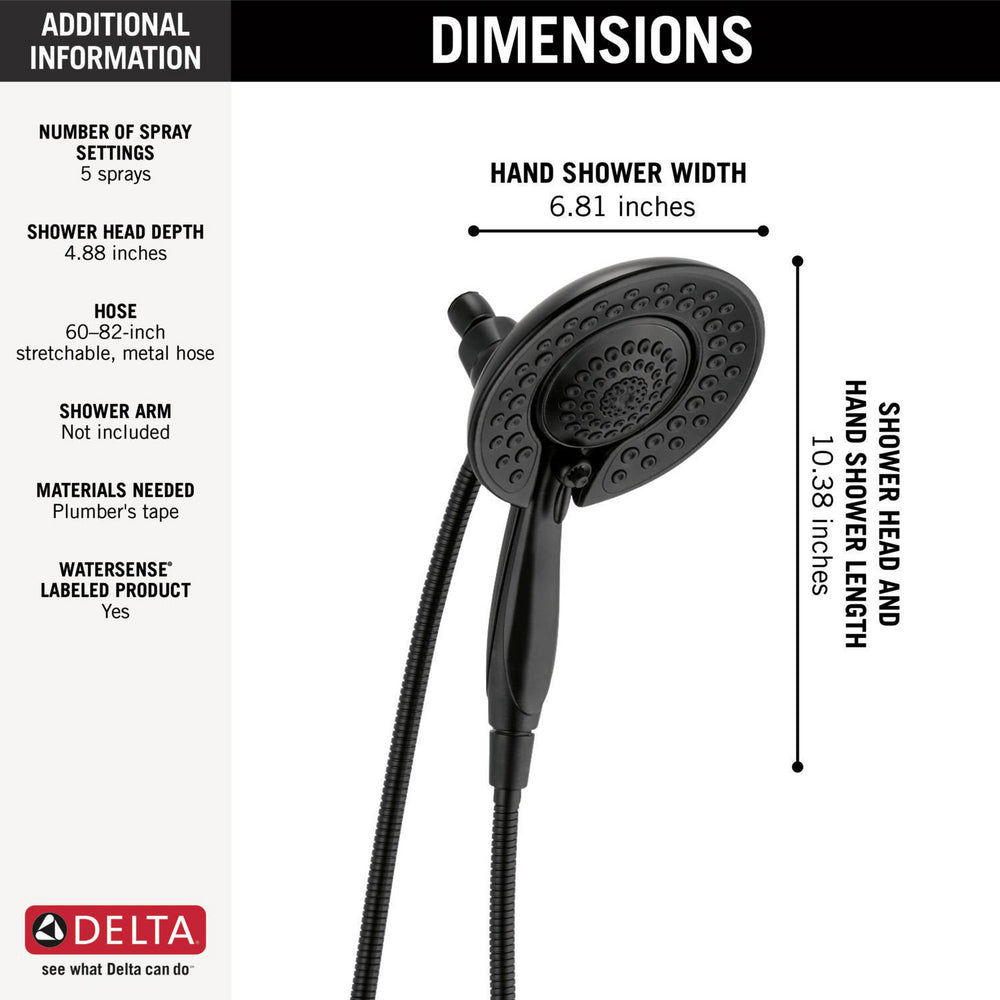 Delta Universal Showering In2ition 5-Setting Two-in-One Shower - 58569
