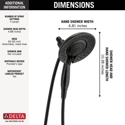 Delta Universal Showering In2ition 5-Setting Two-in-One Shower - 58569